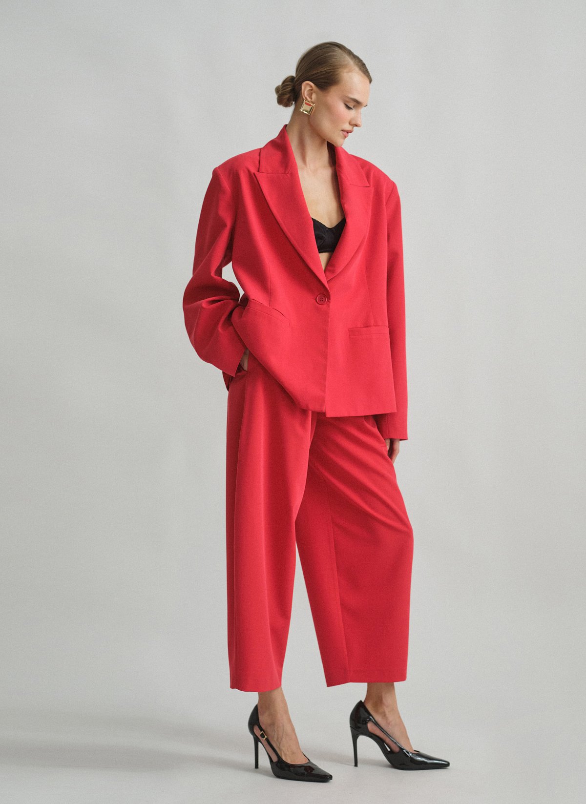 Γυναικείο oversized μπλέιζερ με τσέπες