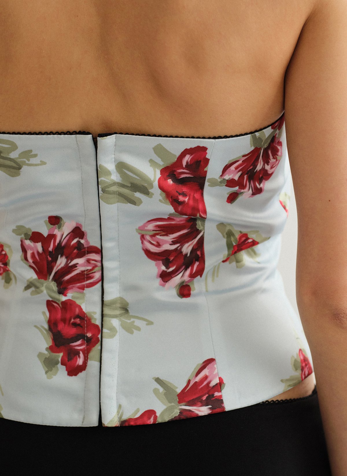 Γυναικείο εμπριμέ στράπλες σατέν κορσέ τοπ