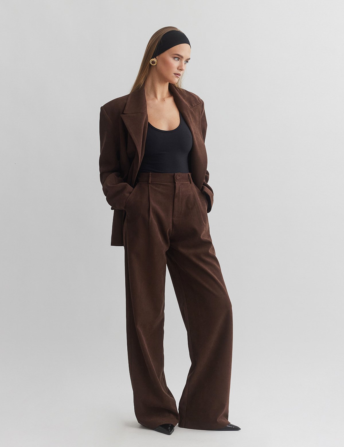 Βελούδινο κοτλέ παντελόνι με πιέτες-12