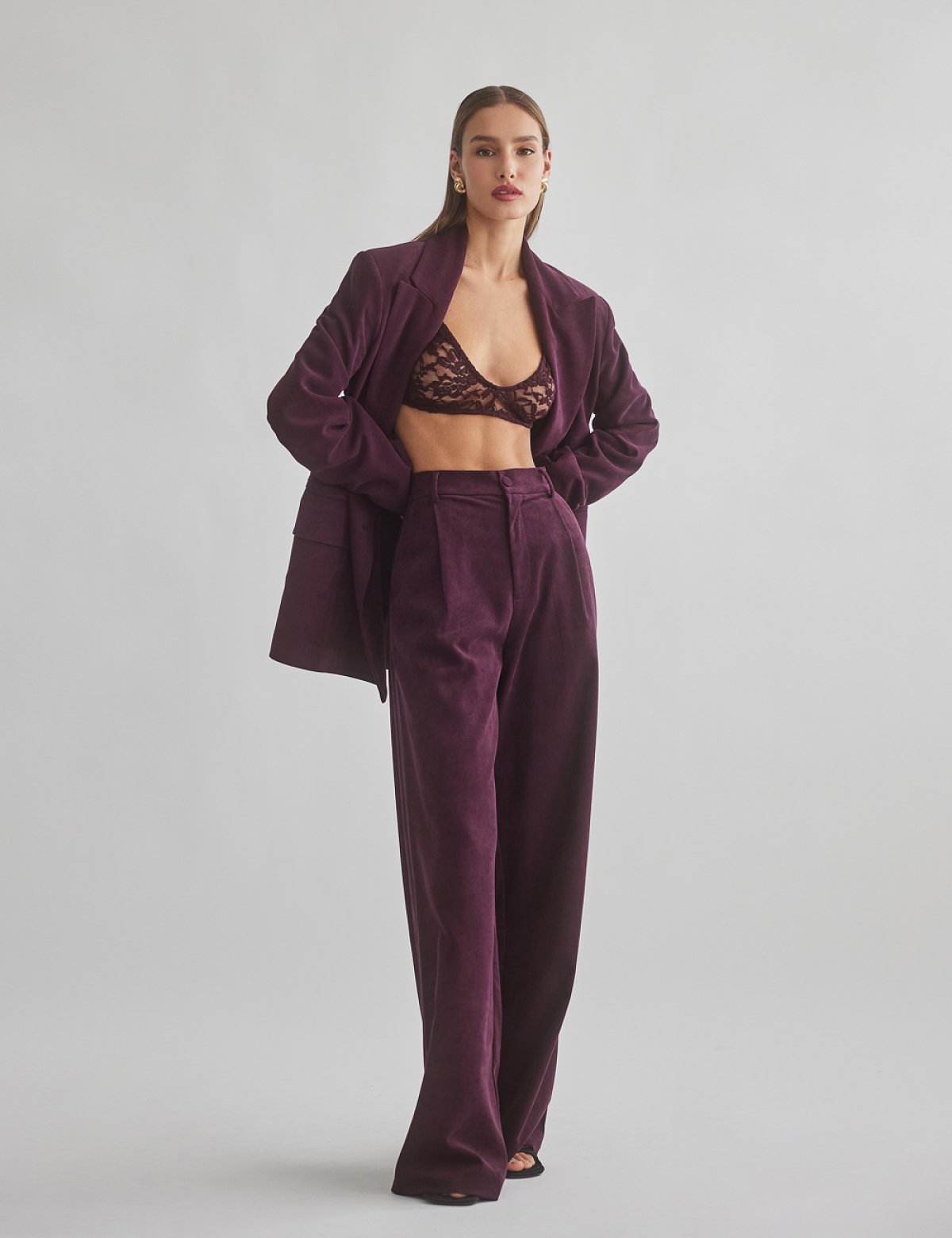 Βελούδινο κοτλέ παντελόνι με πιέτες-3