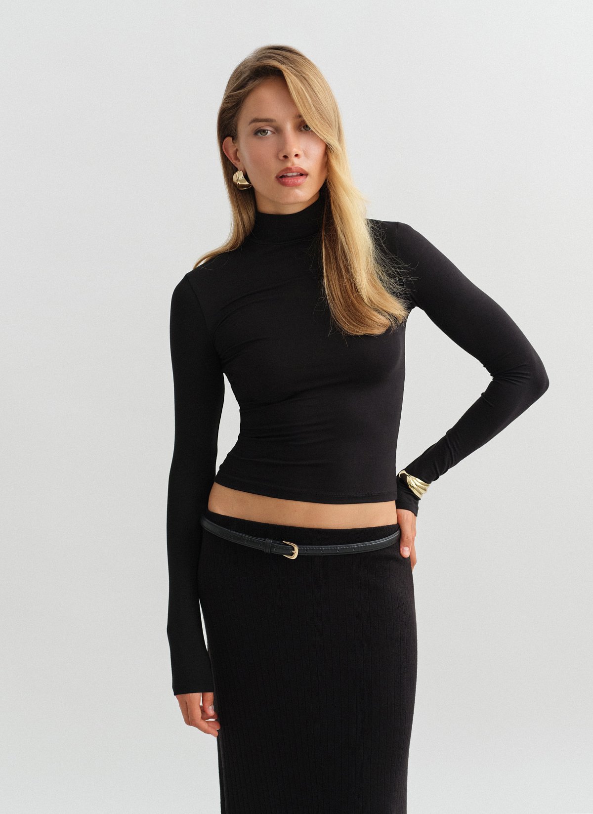 Γυναικεία μακρυμάνικη μπλούζα με όρθιο γιακά bamboo