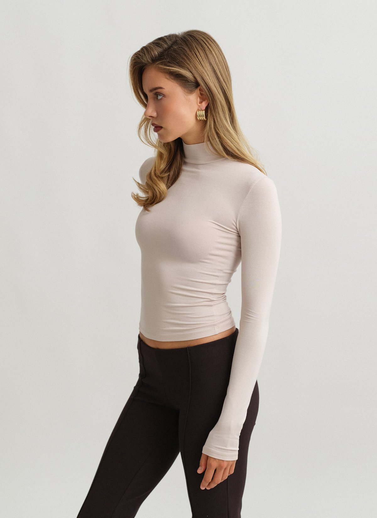 Γυναικεία μακρυμάνικη μπλούζα με όρθιο γιακά bamboo