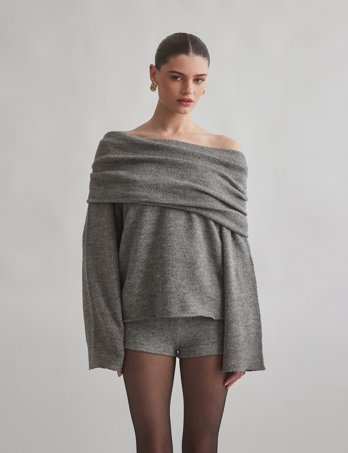 Ριχτό off-shoulder πουλόβερ-5