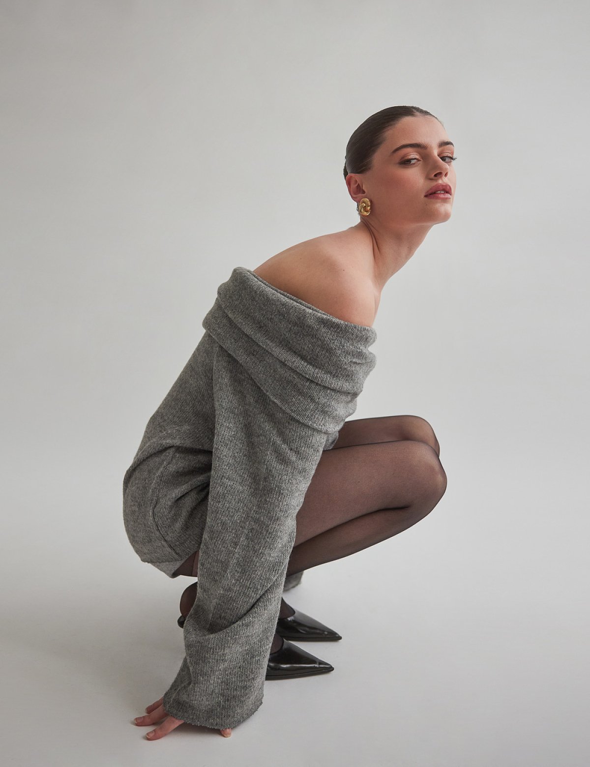 Ριχτό off-shoulder πουλόβερ-7