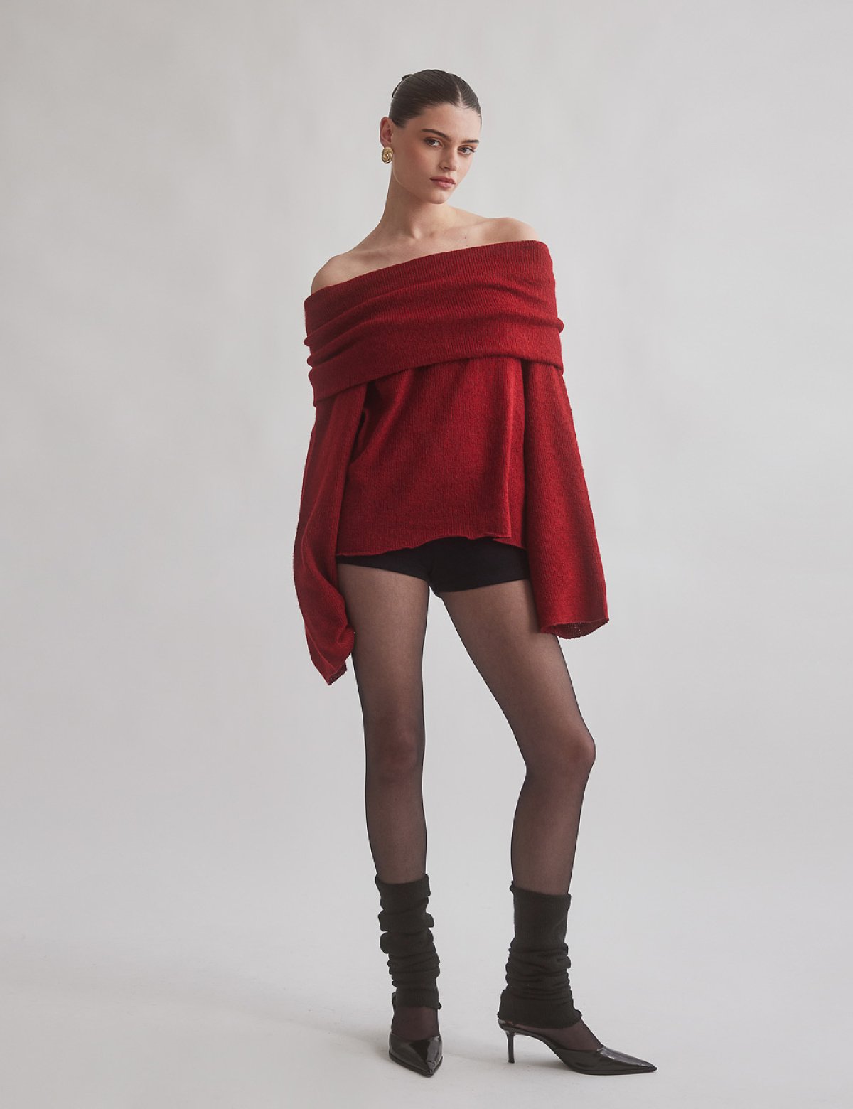 Ριχτό off-shoulder πουλόβερ-11