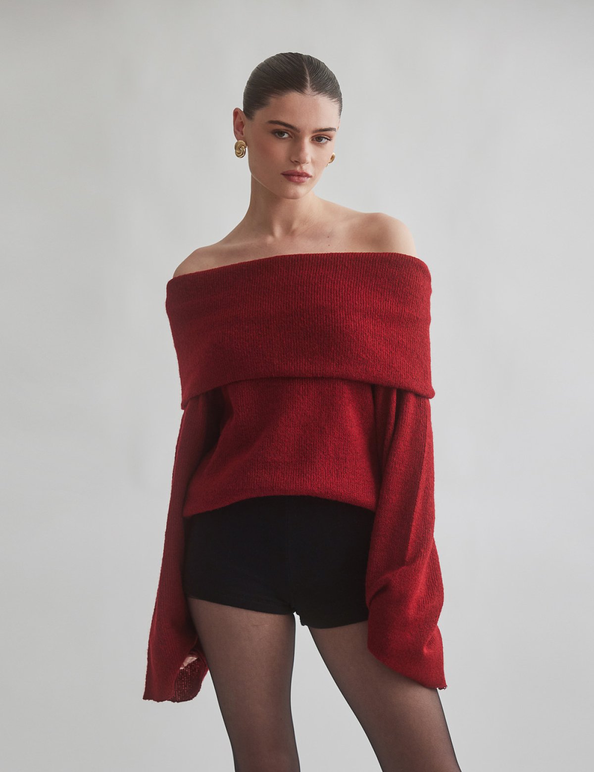 Ριχτό off-shoulder πουλόβερ-10