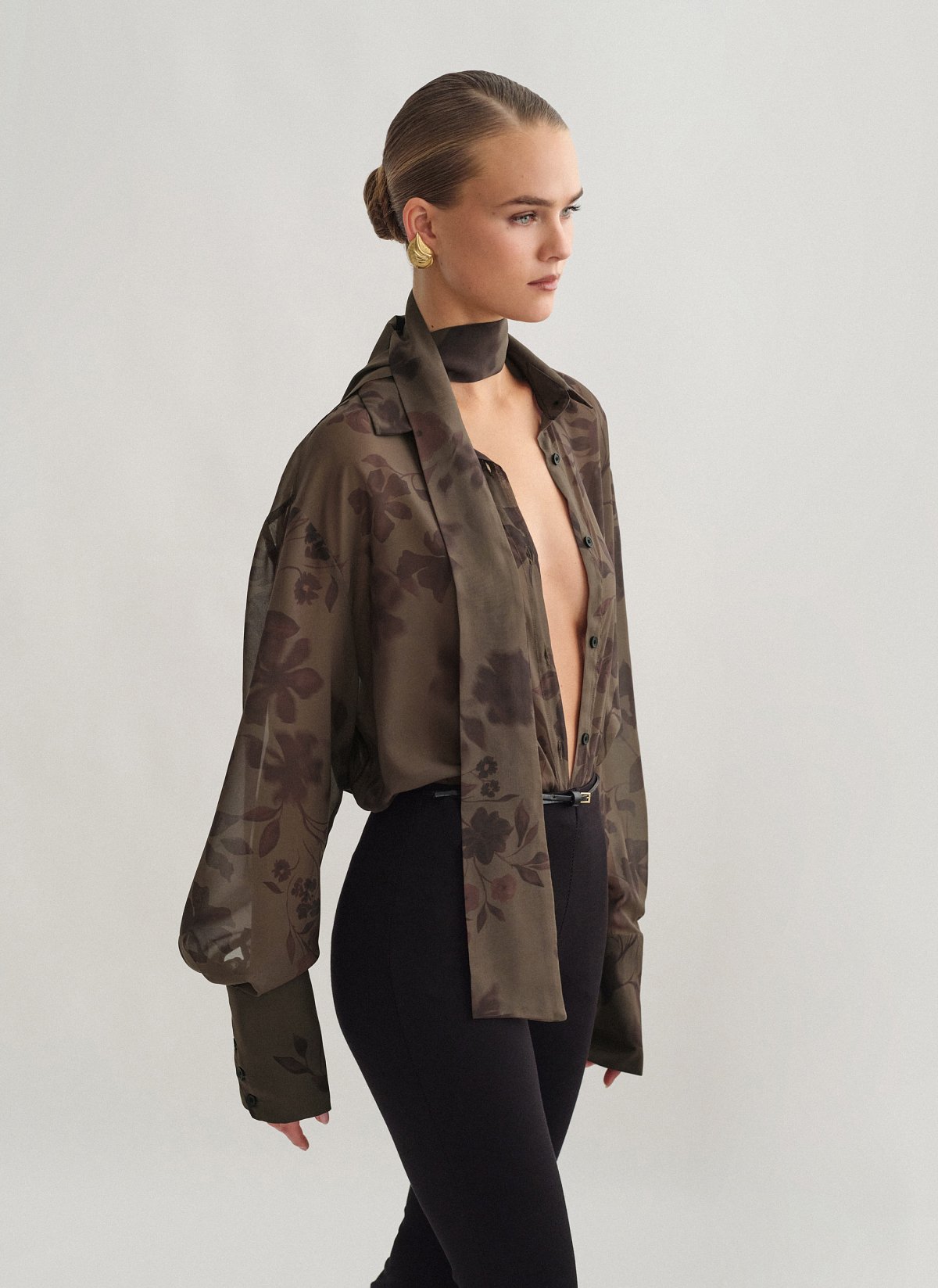 Γυναικείο εμπριμέ λαδί φουλάρι