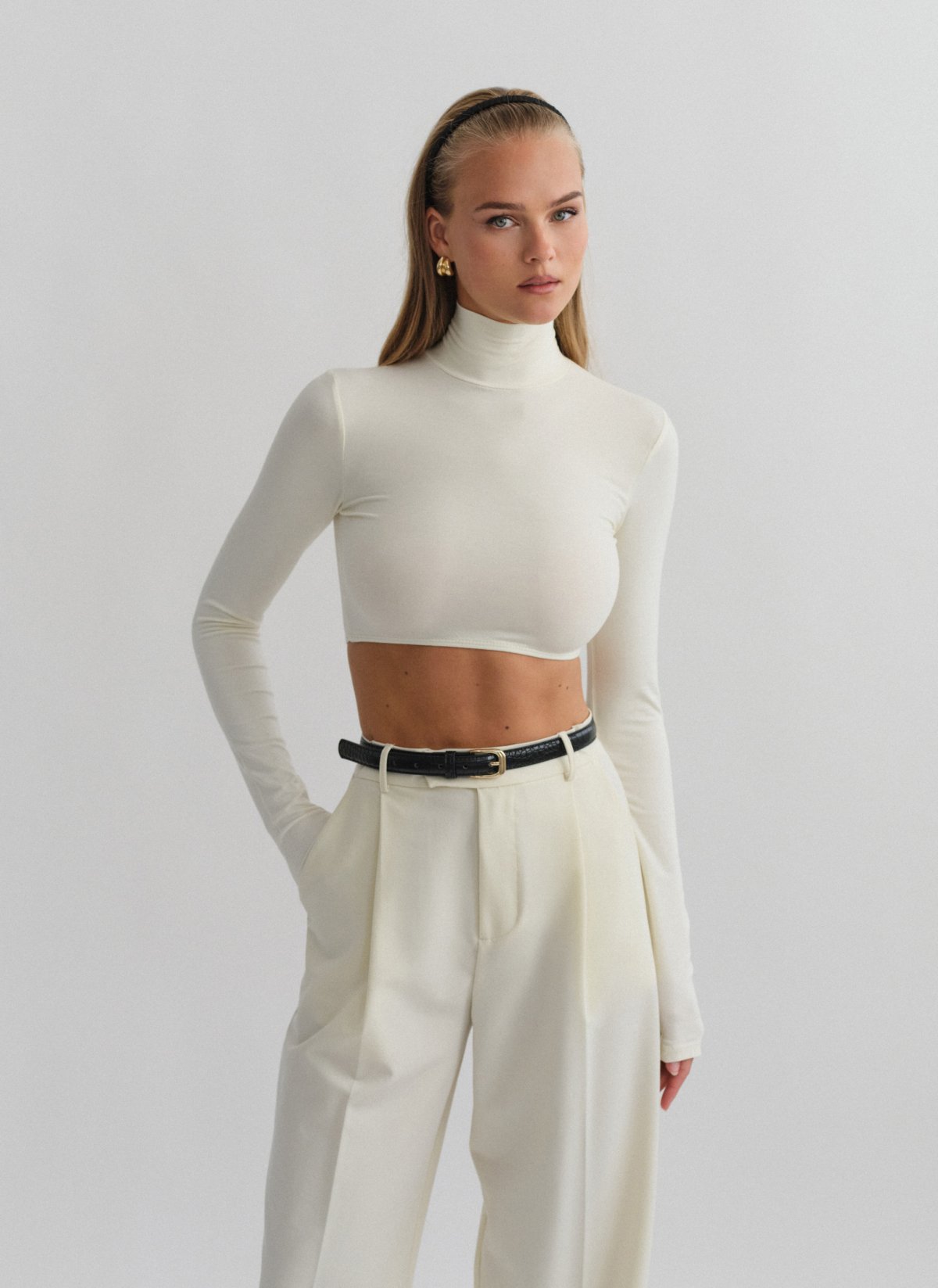 Bamboo turtleneck crop top-6