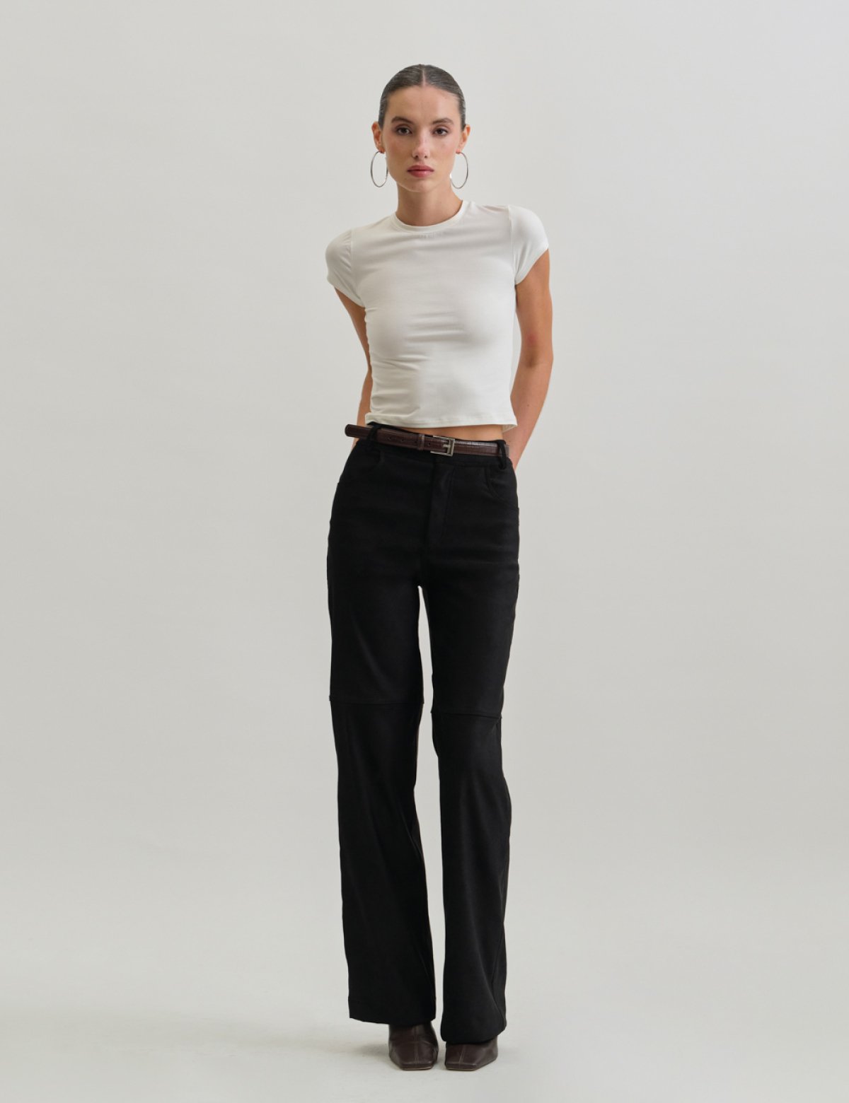 Trousers with suede texture-1