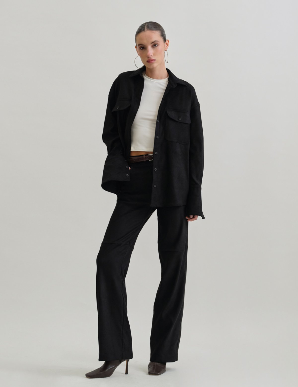 Trousers with suede texture-2