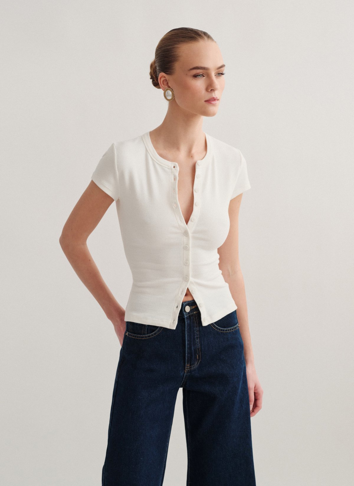 Ribbed blouse with buttons-6