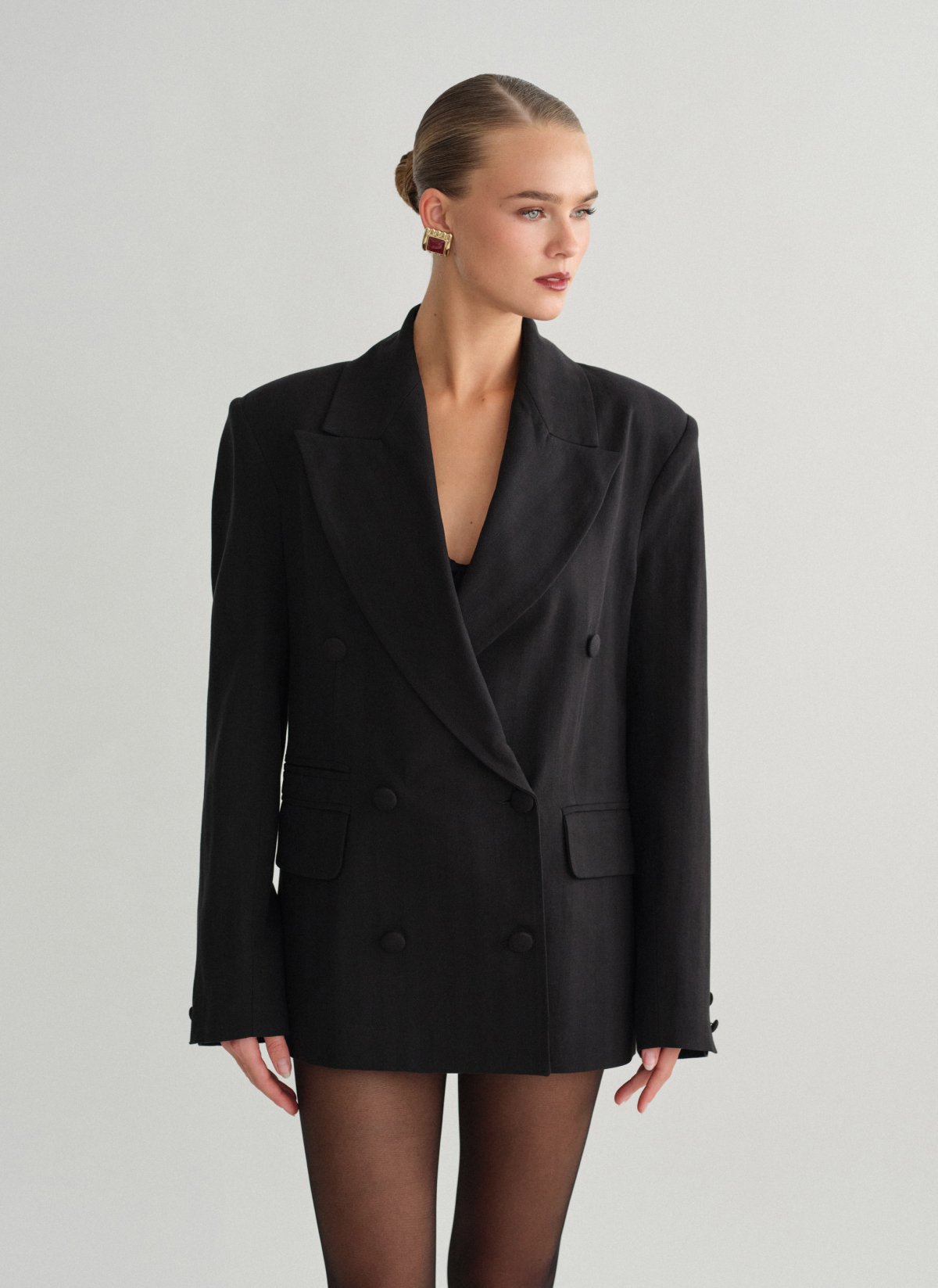 Oversized double-breasted blazer with stripes-5