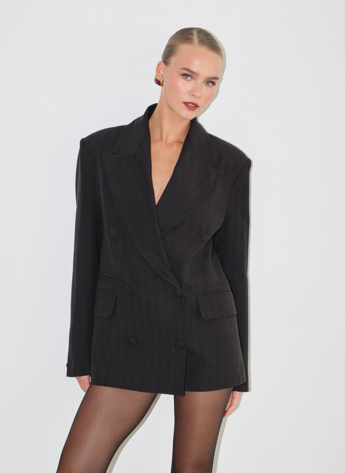 Oversized double-breasted blazer with stripes-7