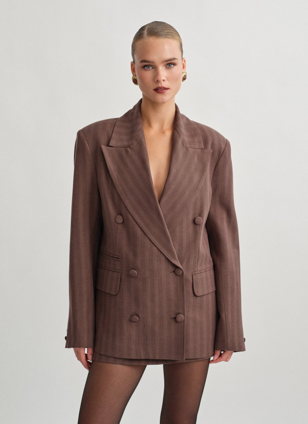 Oversized double-breasted blazer with stripes-2