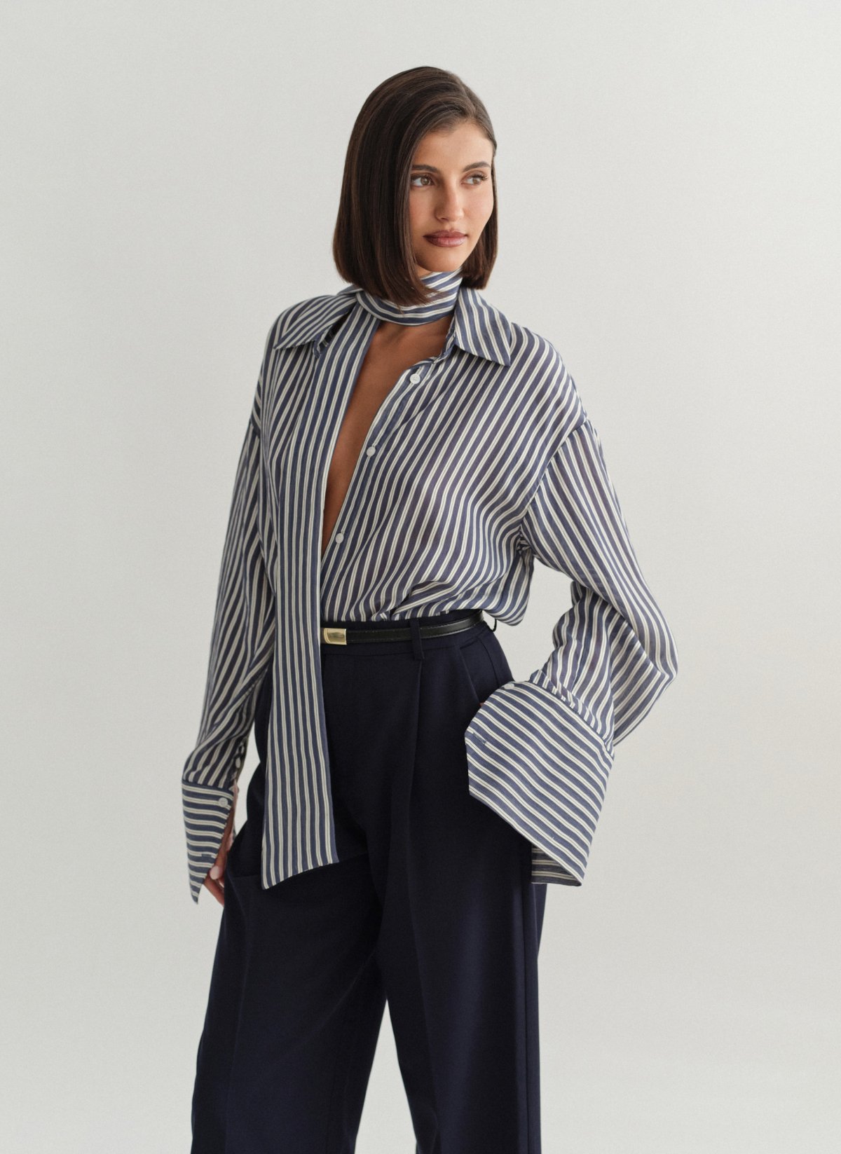 Striped shirt with cuff detail-2