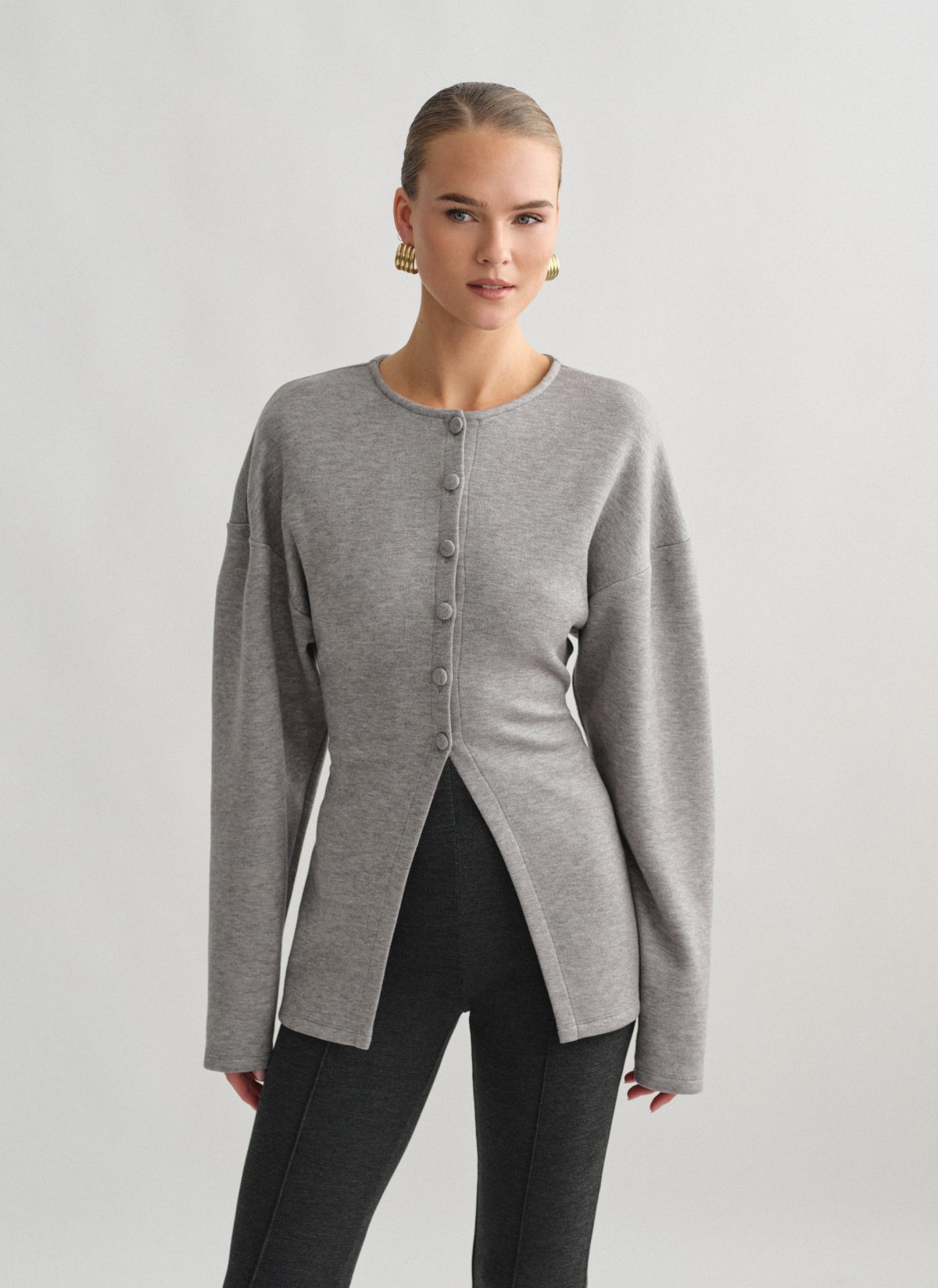 Knit cardigan with knot detail-11