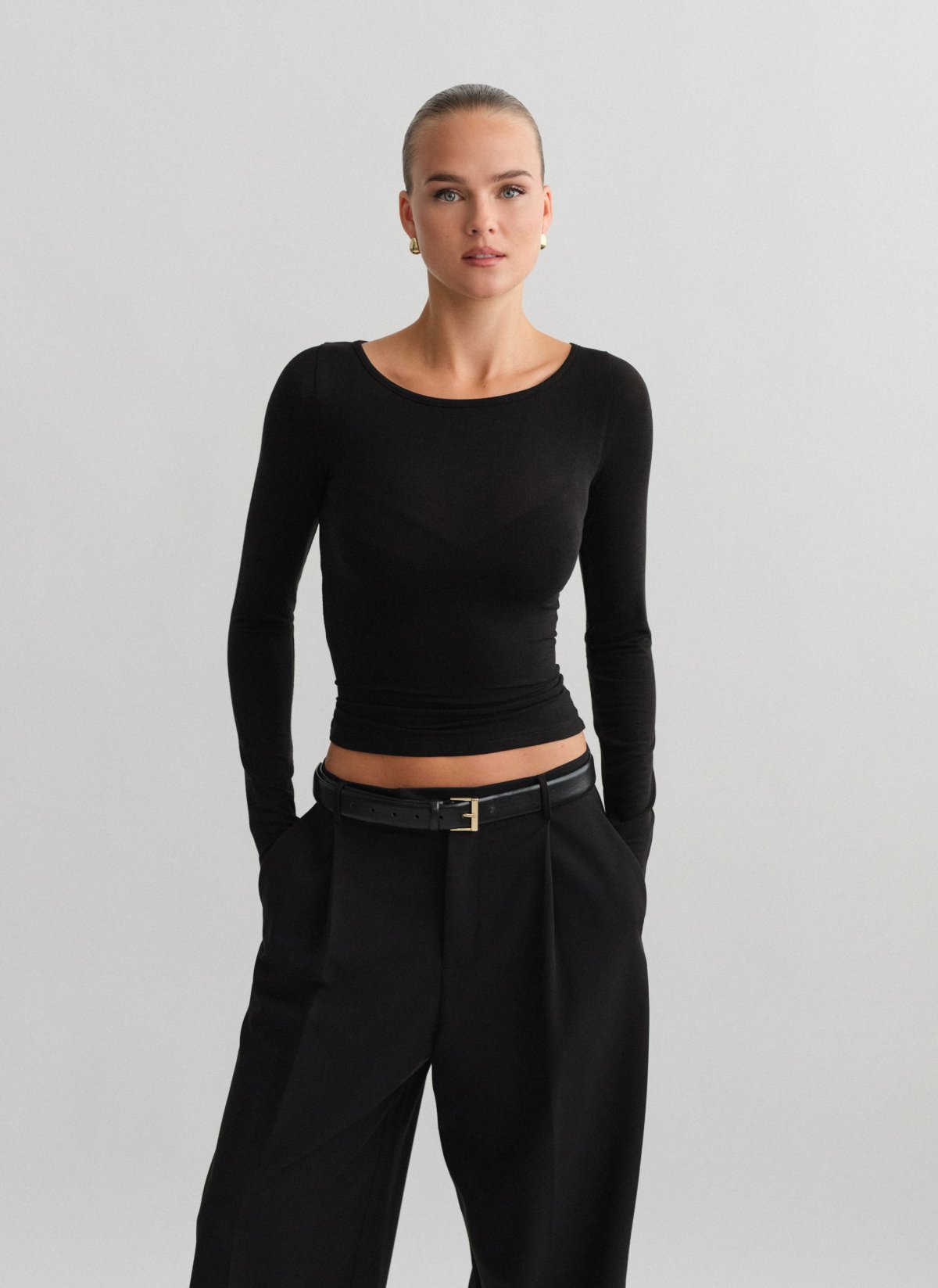 Light-knit longsleeve blouse-14