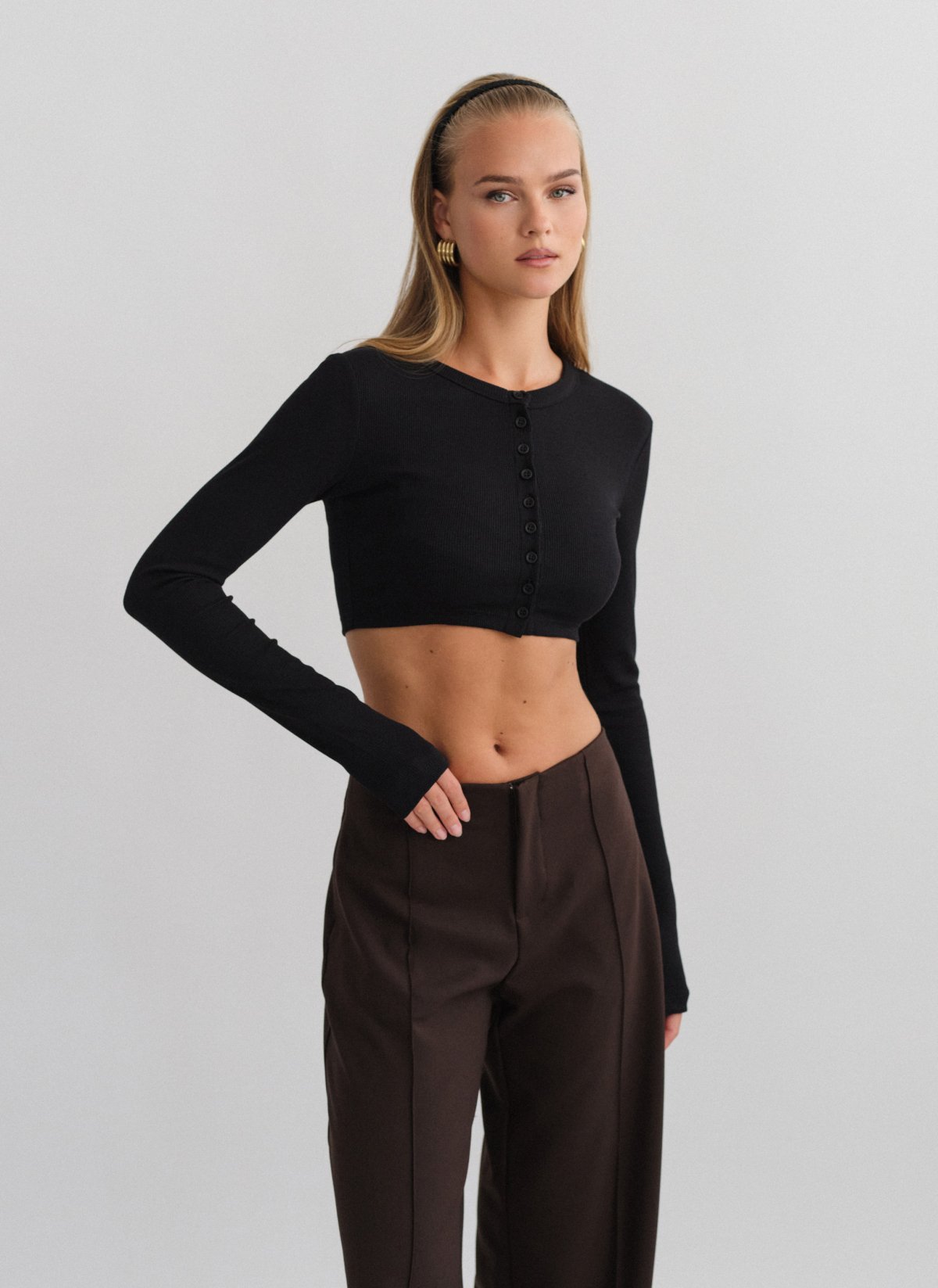 Longsleeve ribbed cropped cardigan-1