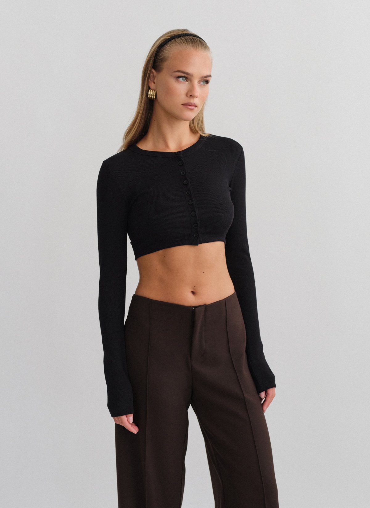 Longsleeve ribbed cropped cardigan-3