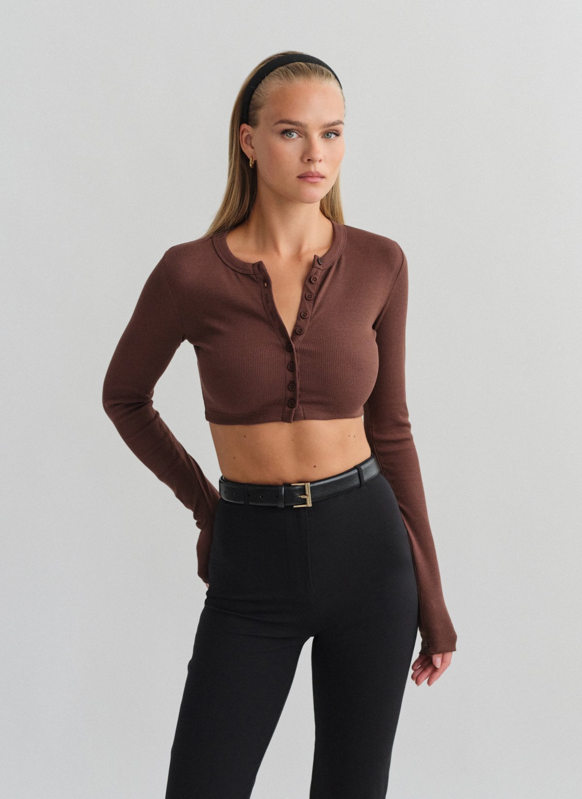 Longsleeve ribbed cropped cardigan-5