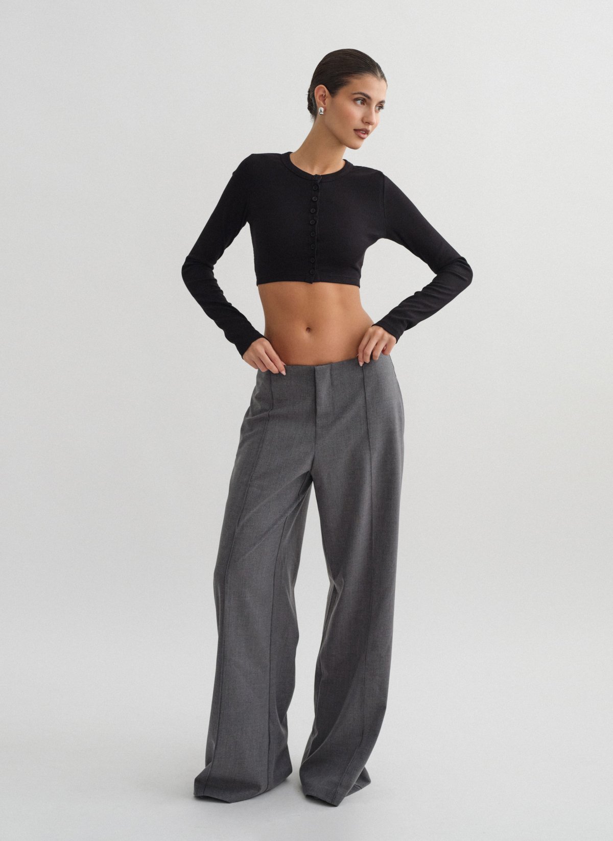 Textured low-rise trousers-4