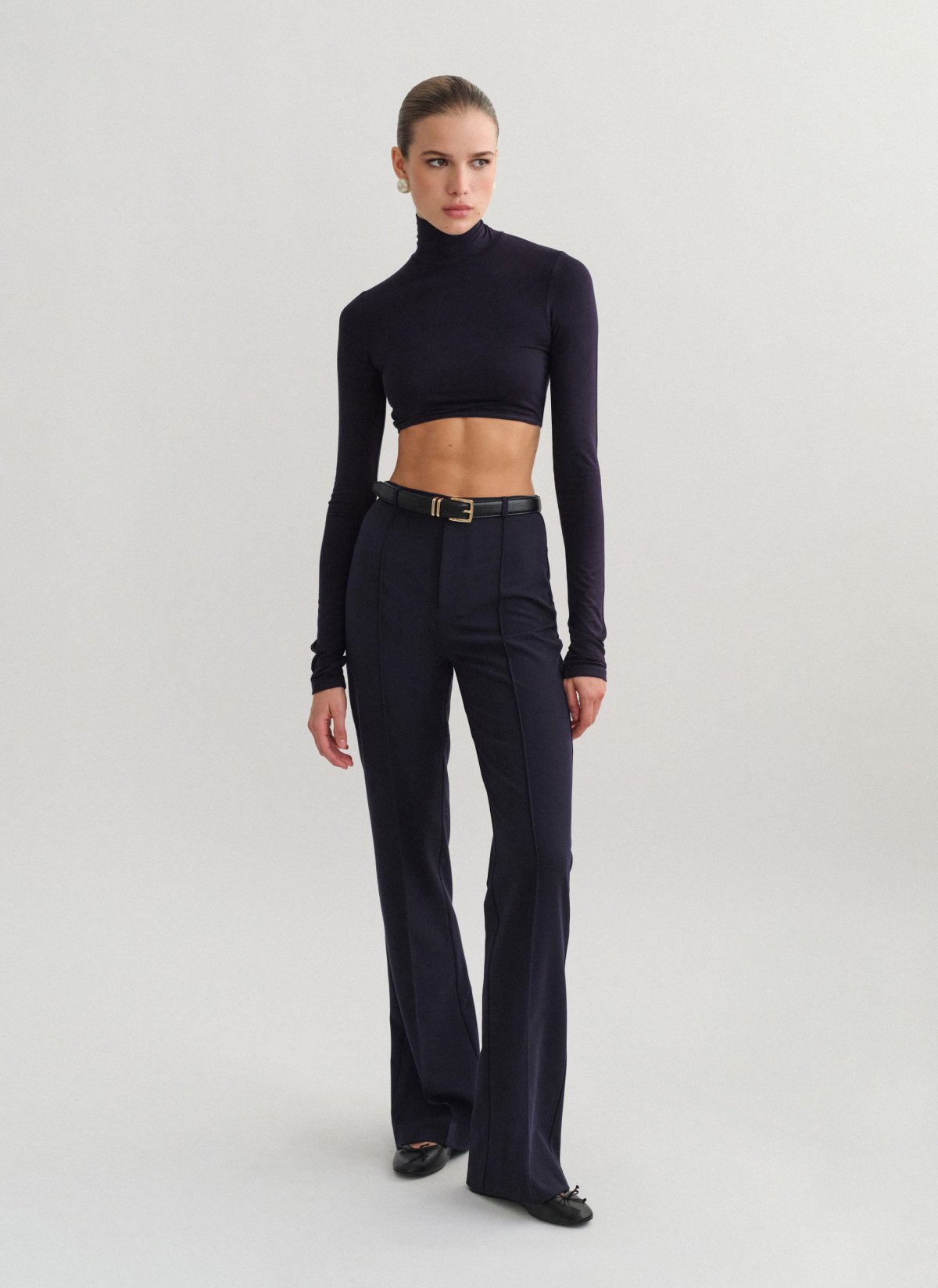 High-waist straight-leg trousers-30