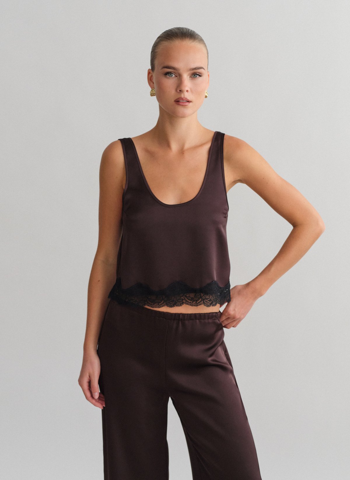 Satin blouse with lace-6