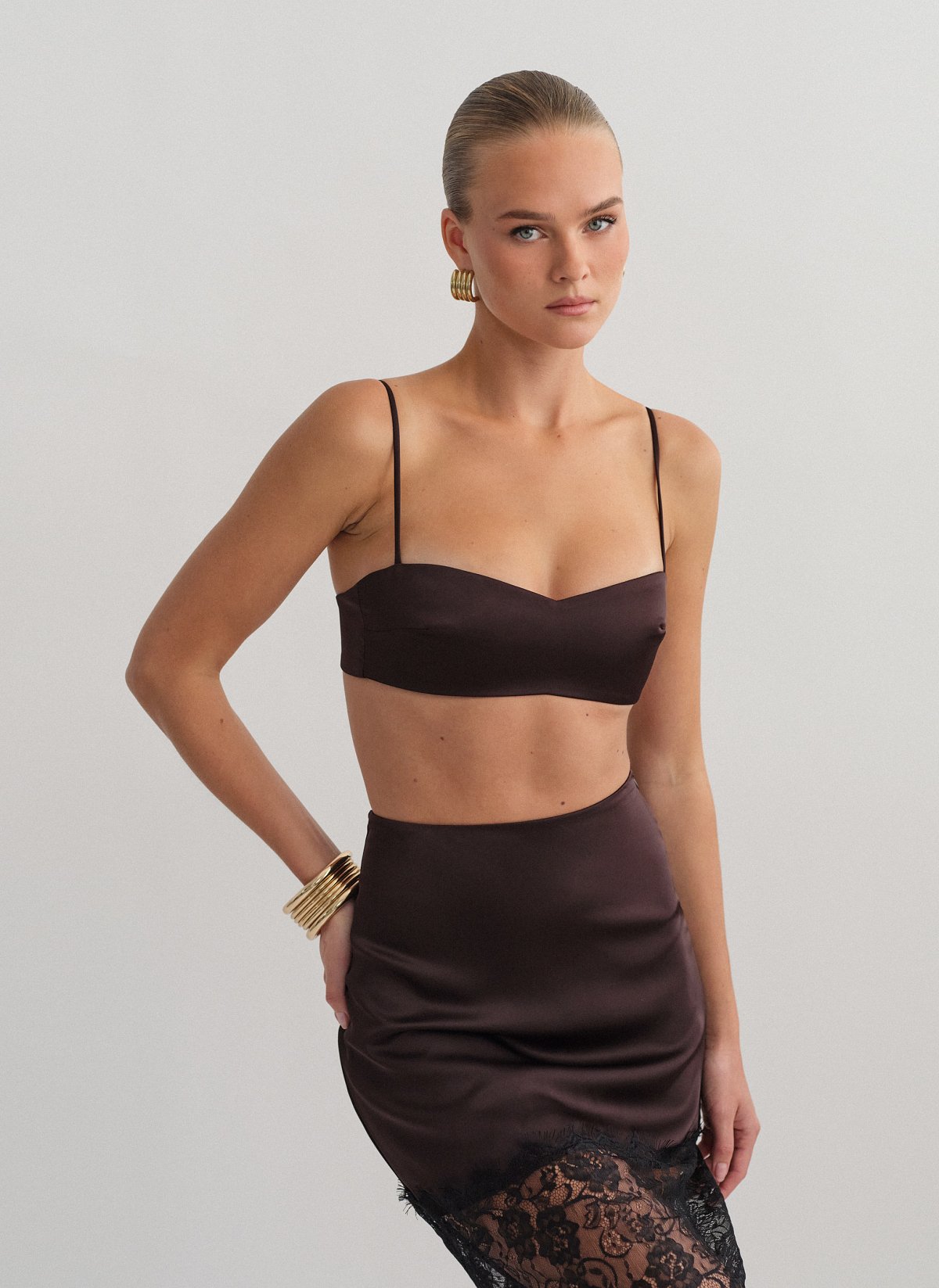 Σατέν bustier crop τοπ-11