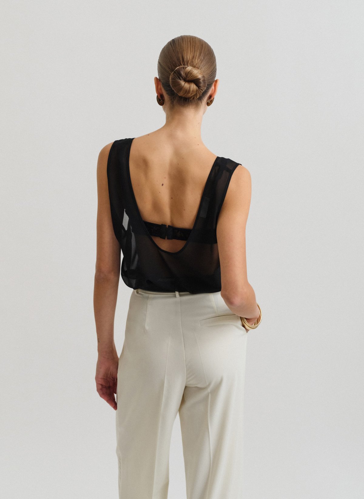 Semi-sheer sleeveless blouse-5