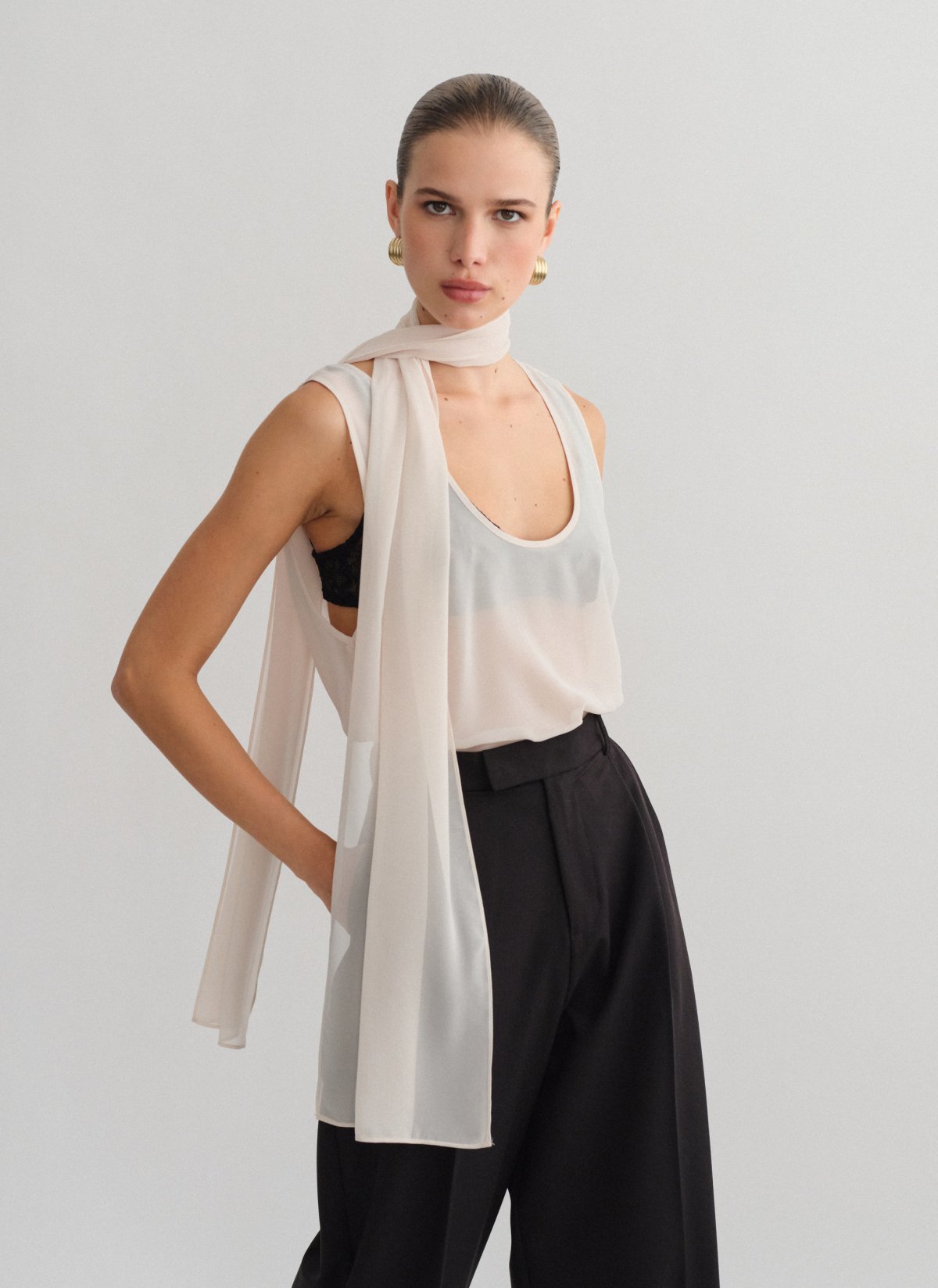 Semi-sheer sleeveless blouse-7