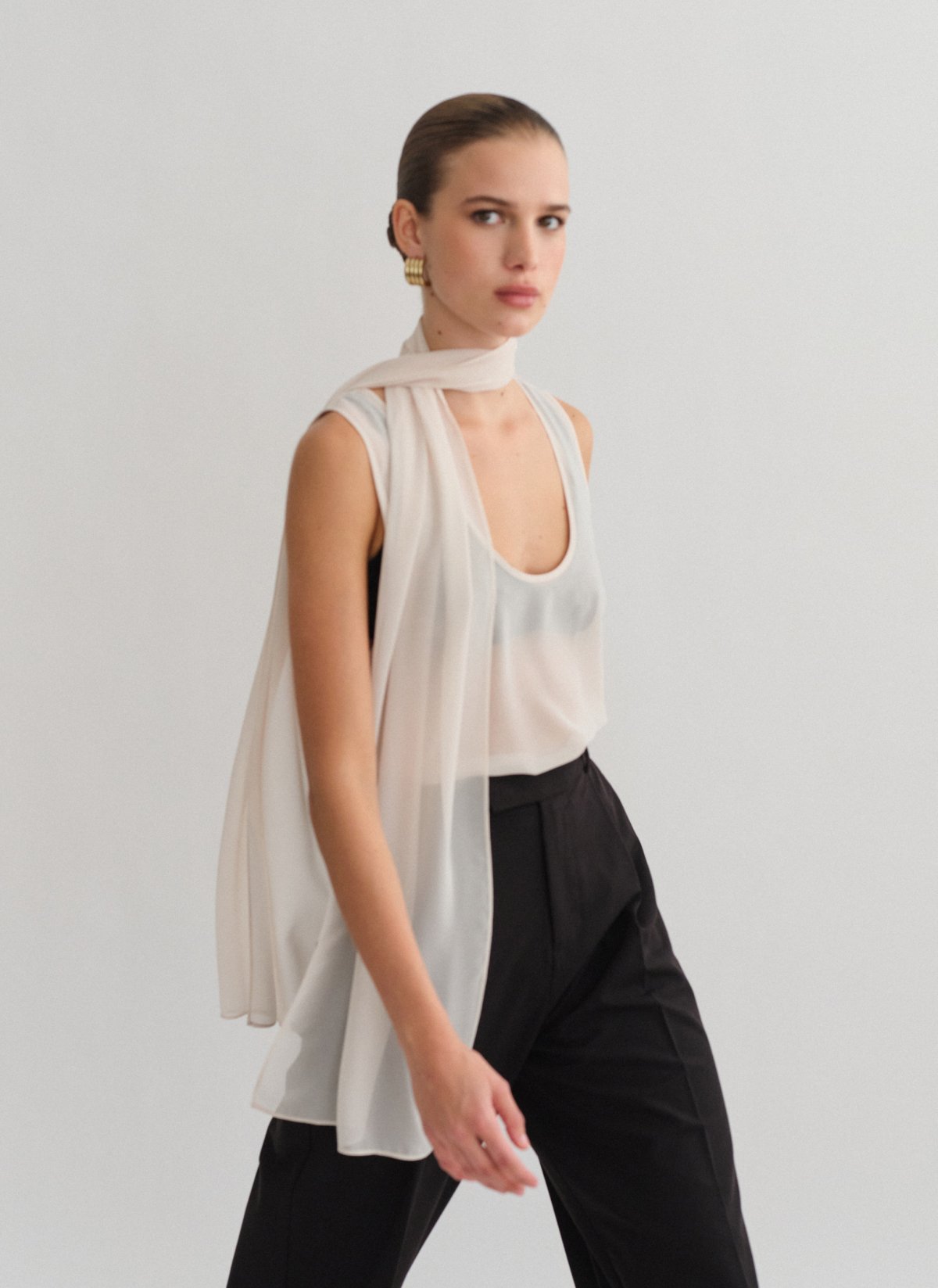 Semi-sheer sleeveless blouse-10