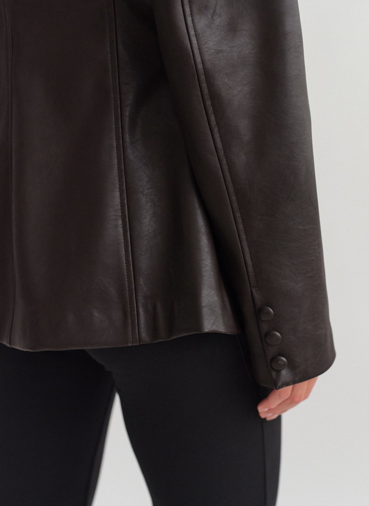 Faux leather fitted blazer-18