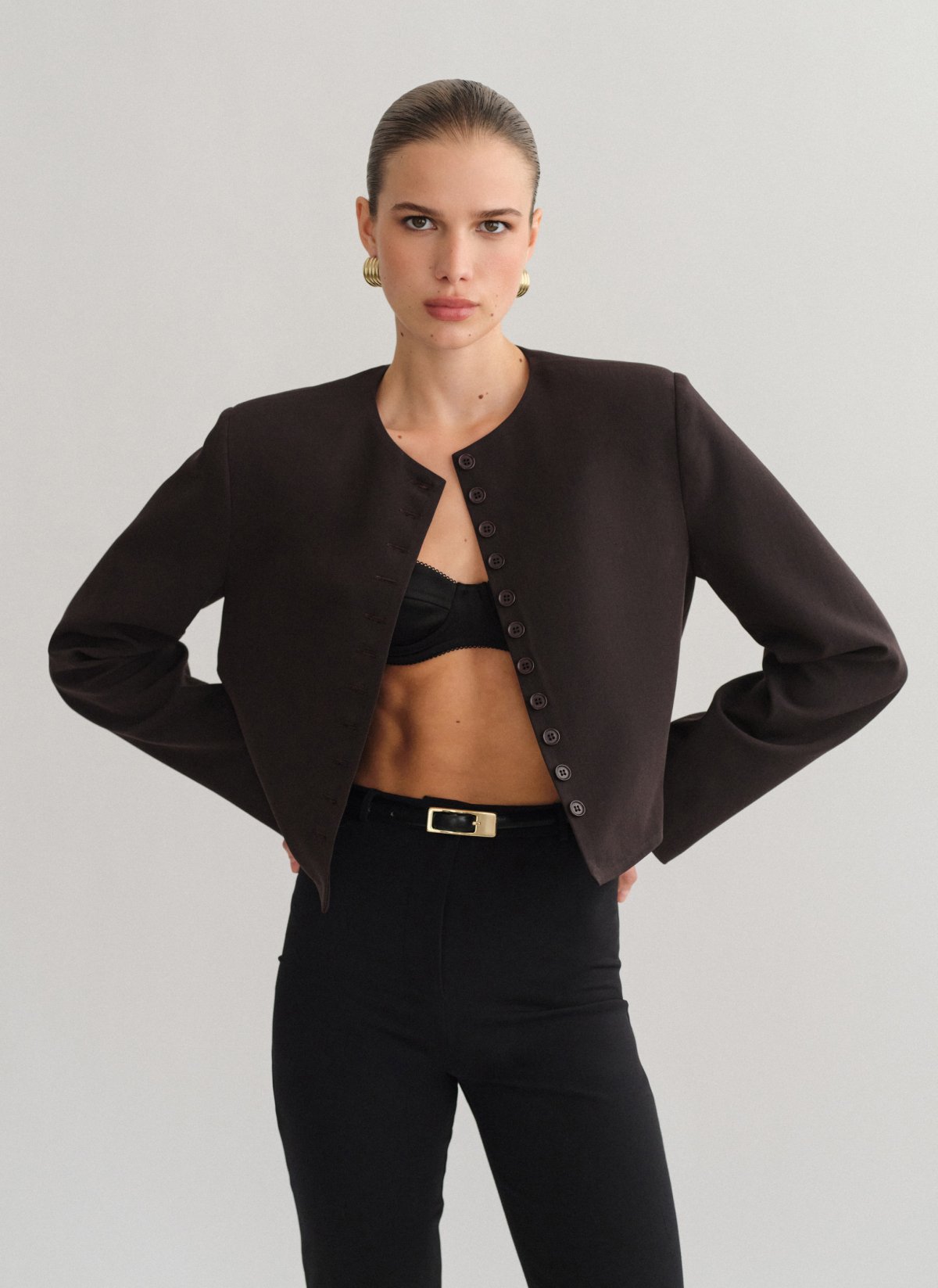 Cropped blazer with buttons-1