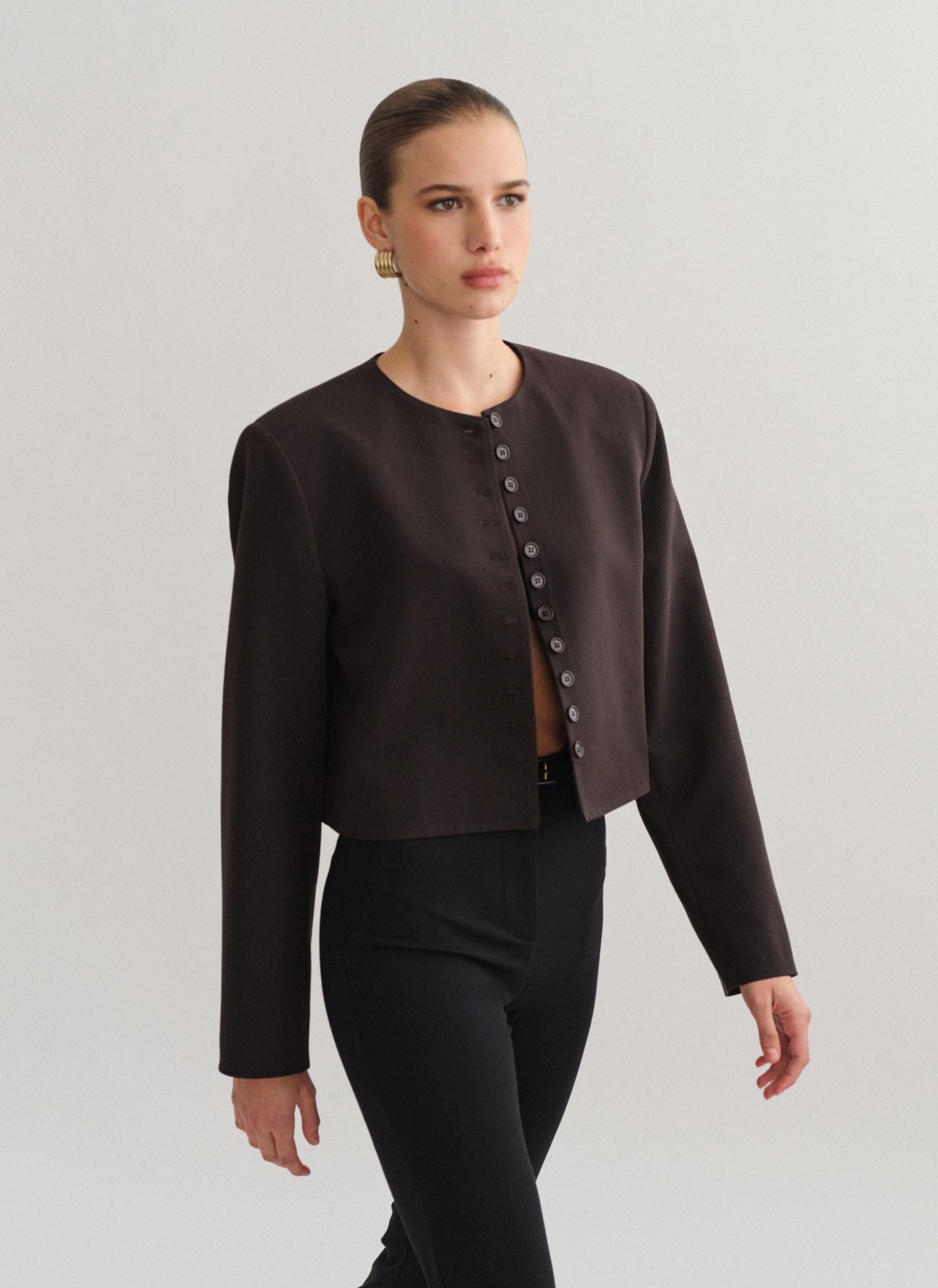 Cropped blazer with buttons-4