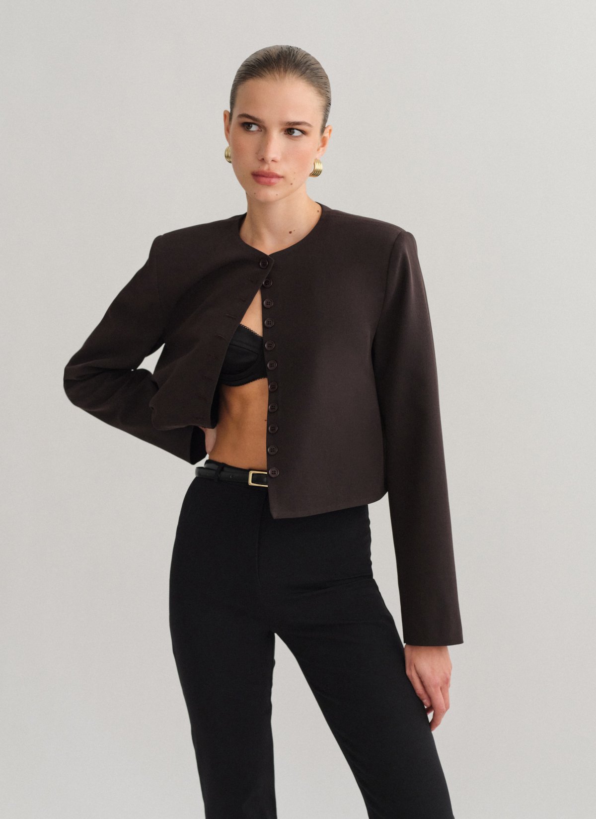 Cropped blazer with buttons-2
