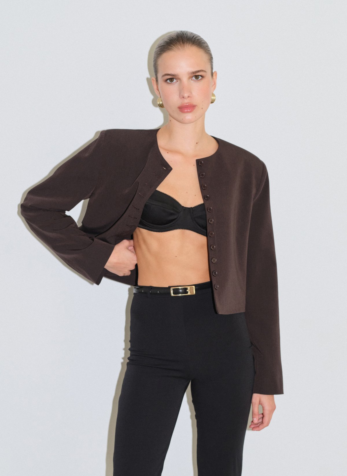 Cropped blazer with buttons-3
