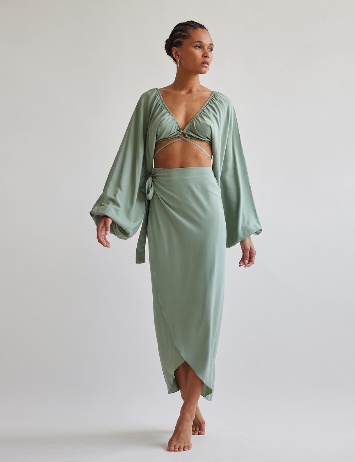 Wrap skirt with belt-6