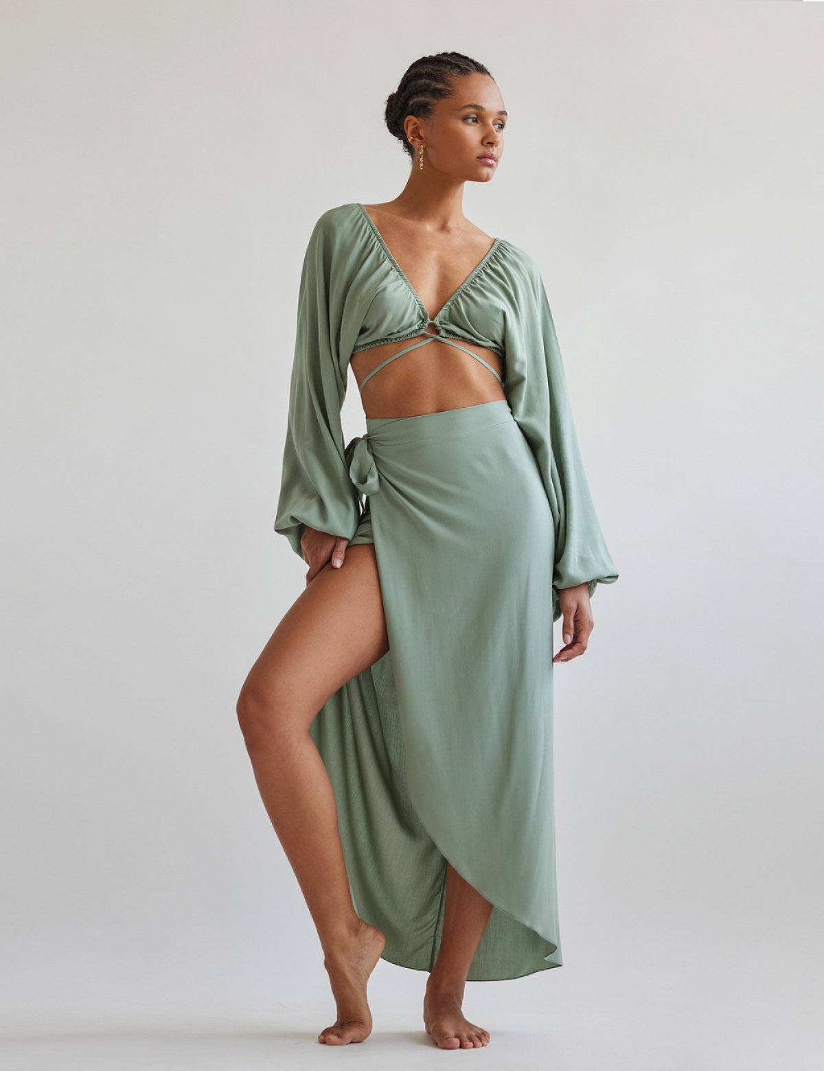 Wrap skirt with belt-7