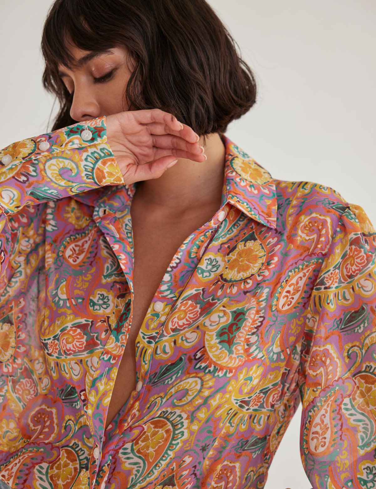Printed shirt with puffy sleeves-4