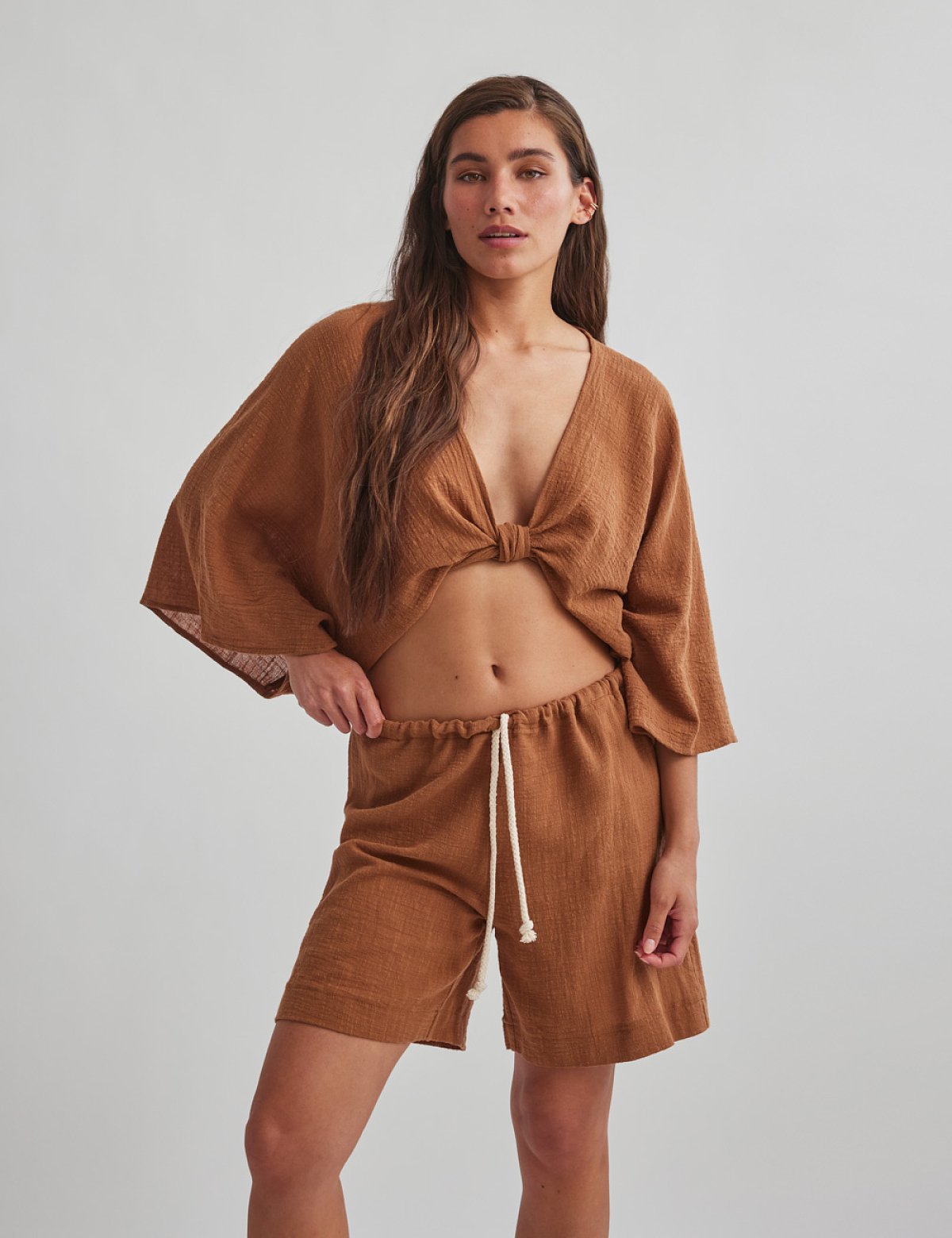 Loose bermuda shorts with drawstring-0