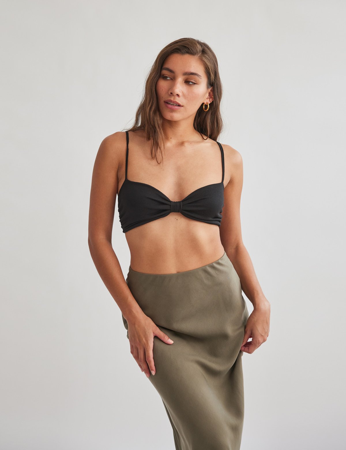 Ruched crop top with knot-1