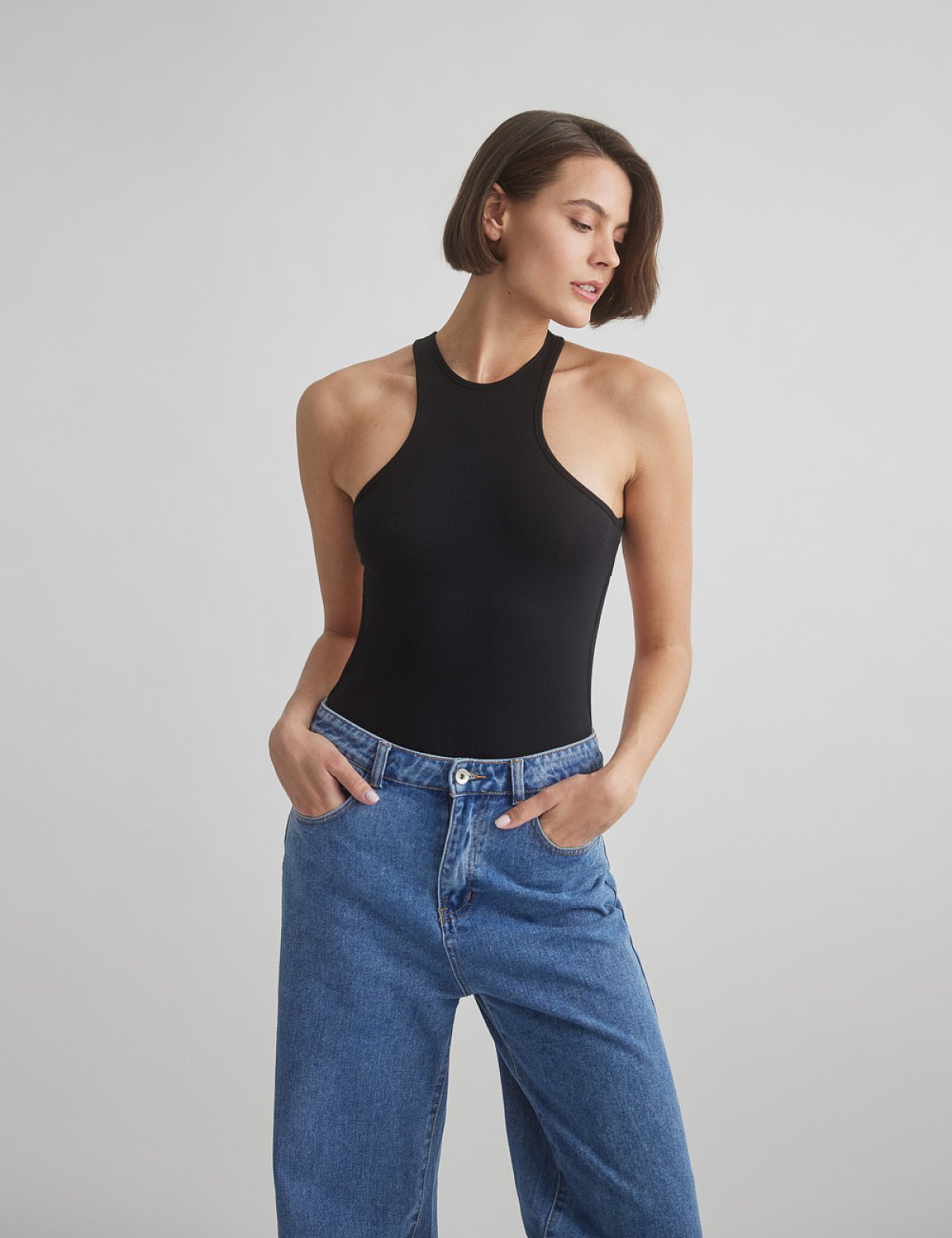 Cut-out back sleeveless ribbed bodysuit-8