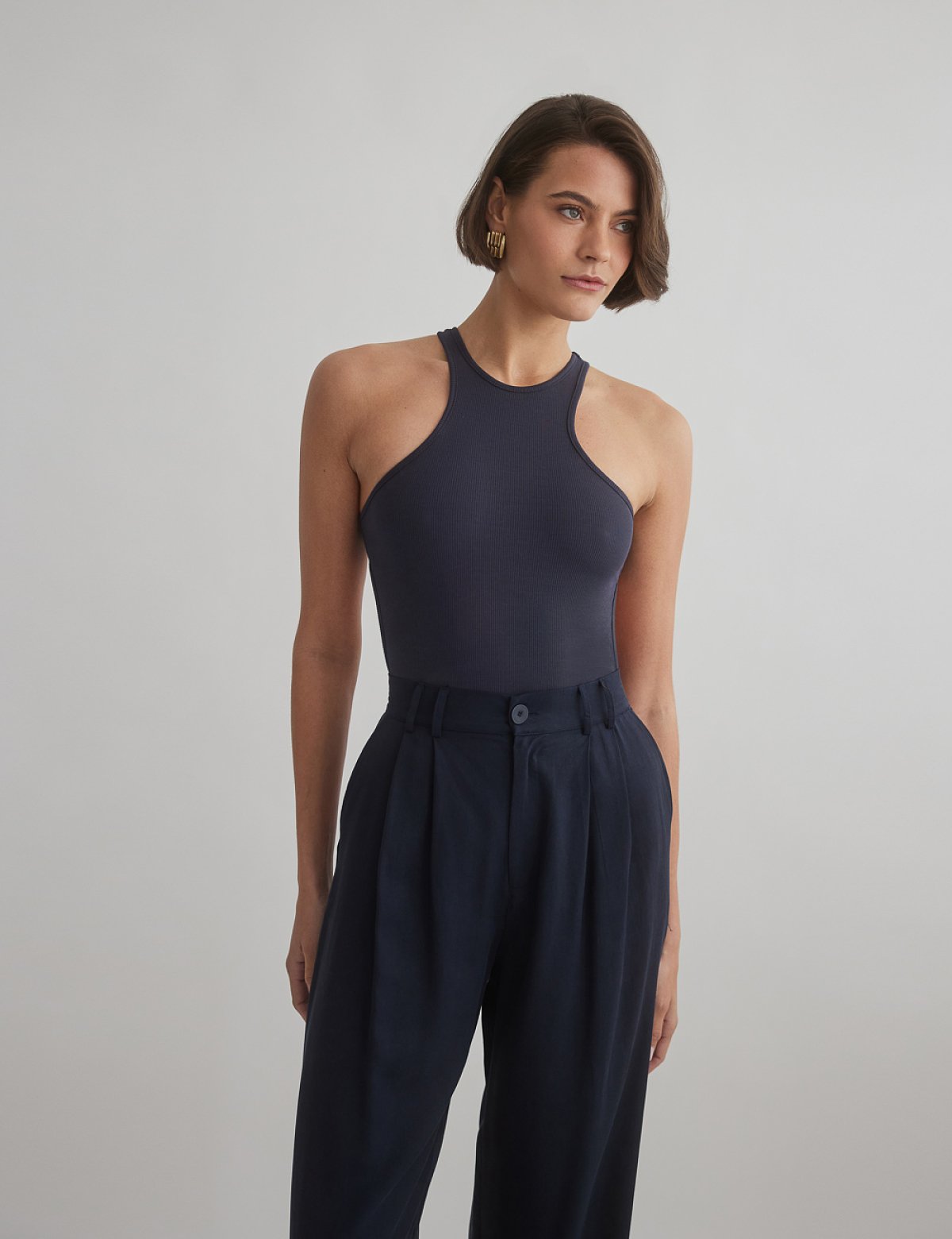 Cut-out back sleeveless ribbed bodysuit-1