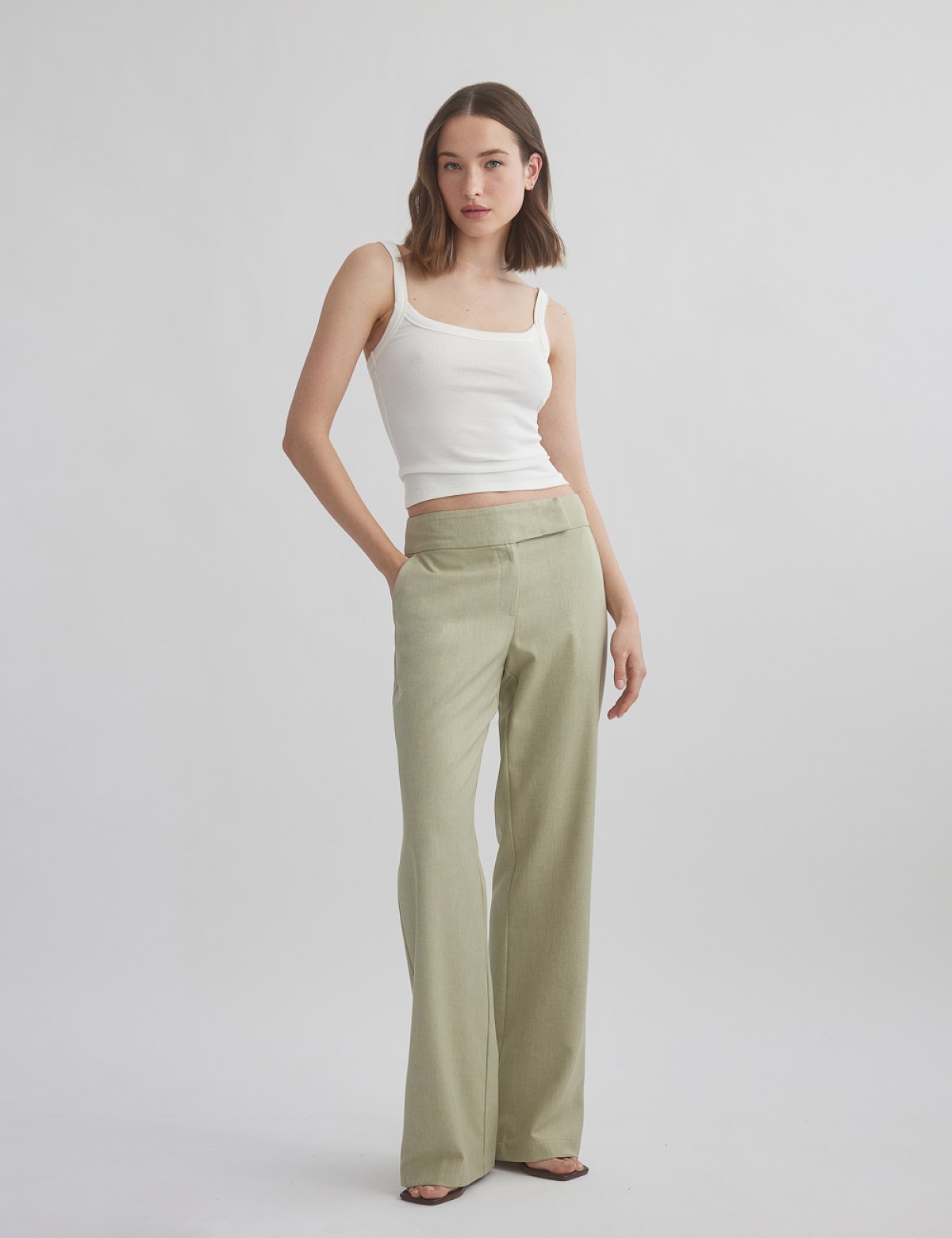 Mid-rise textured trousers-0