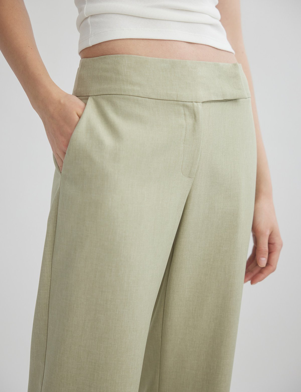 Mid-rise textured trousers-1