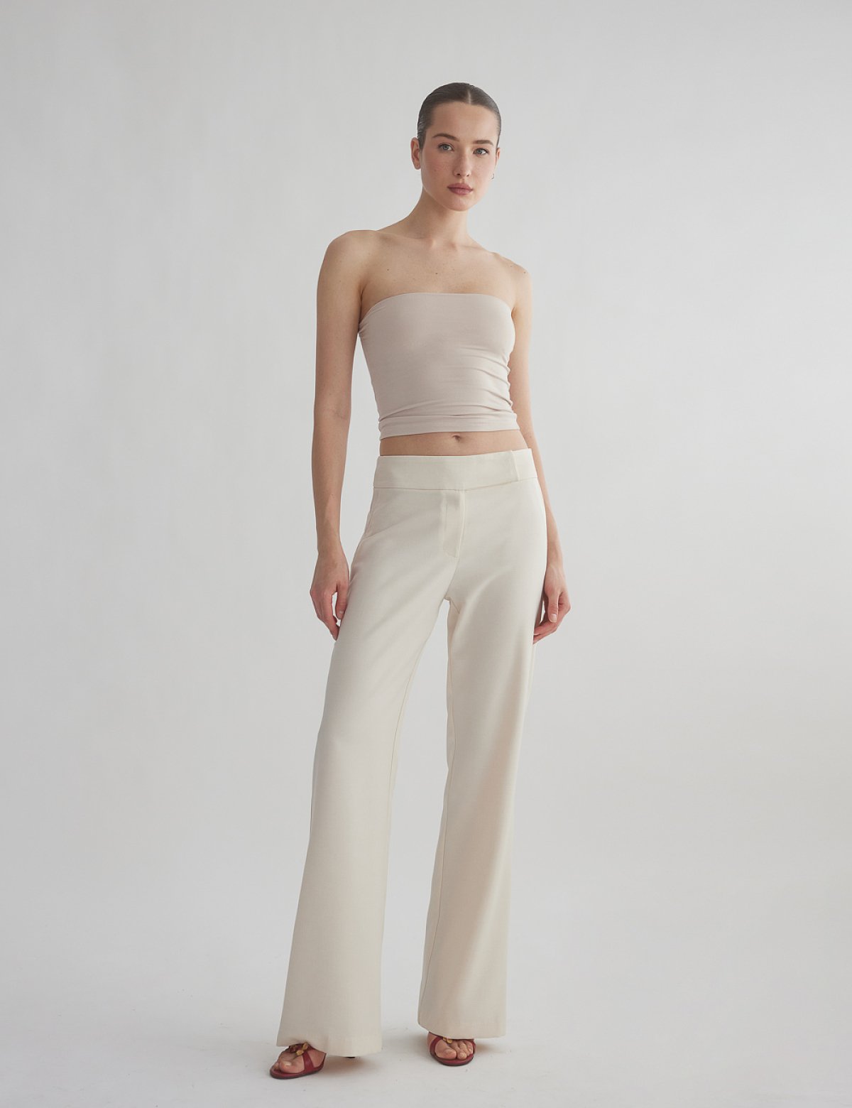 Mid-rise textured trousers-4