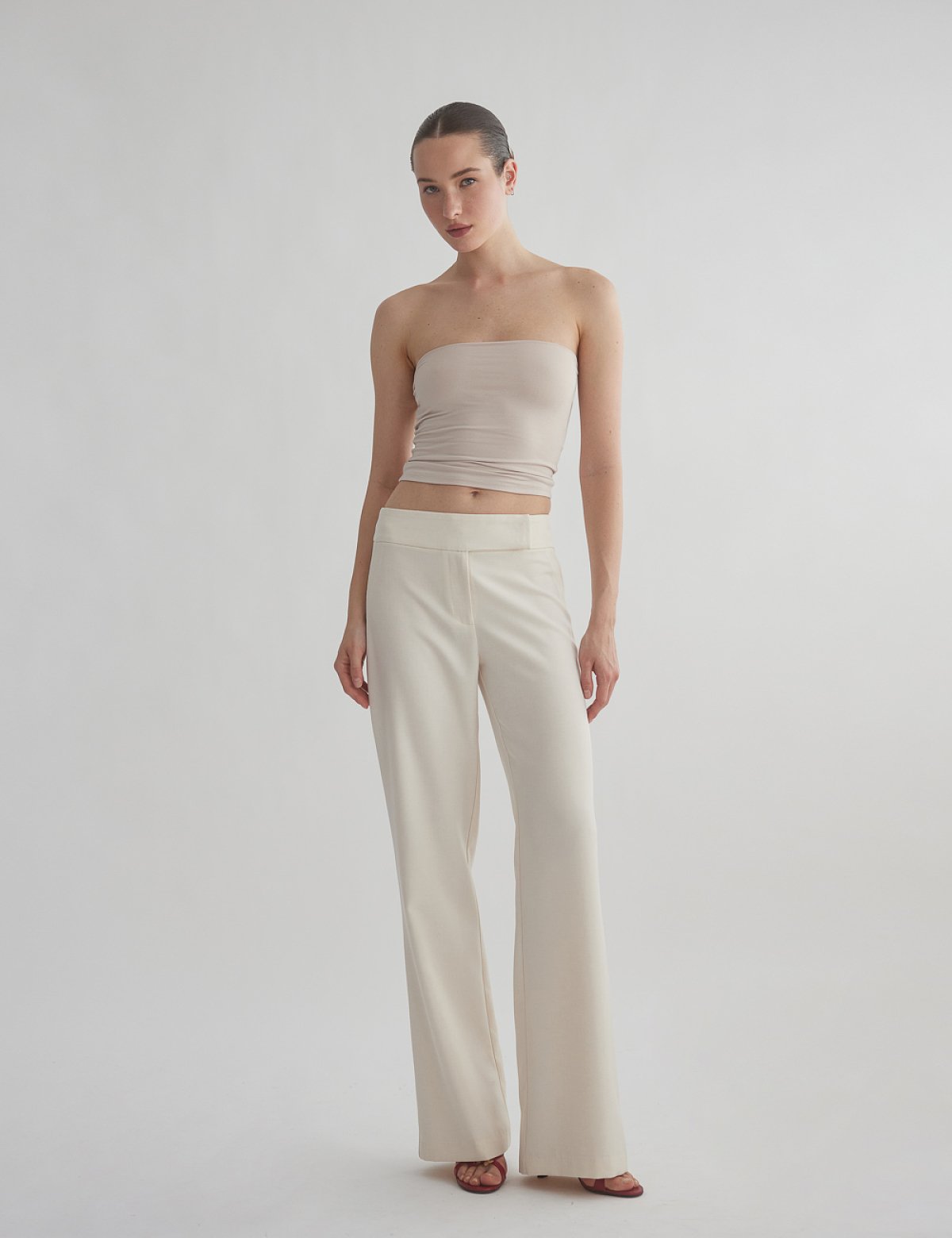 Mid-rise textured trousers-5