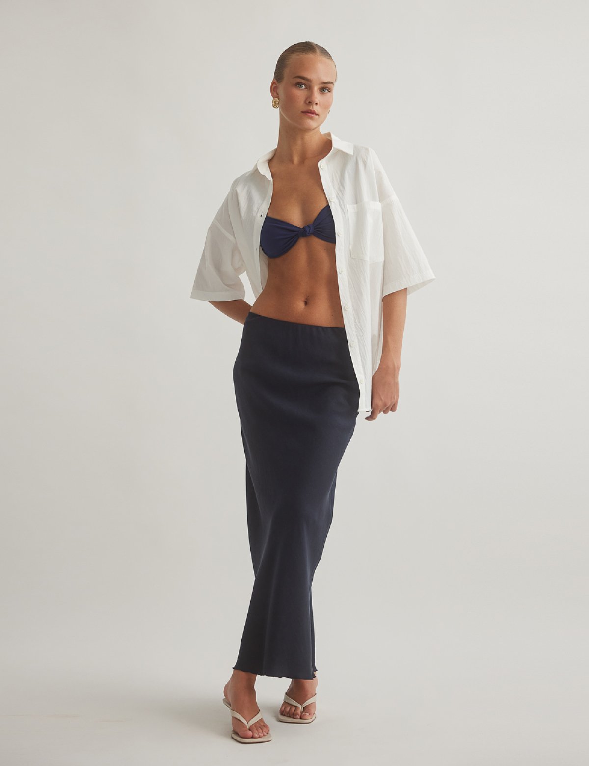 Midi textured skirt-0