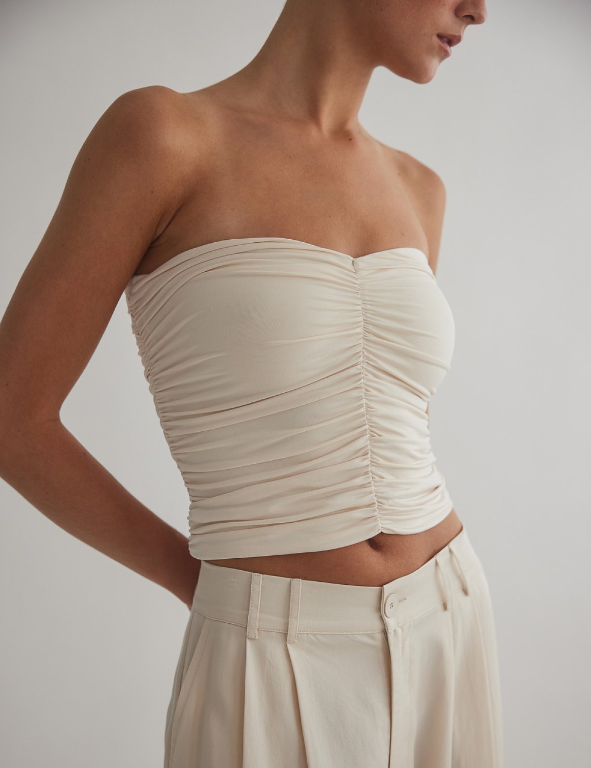Ruched strapless top-1