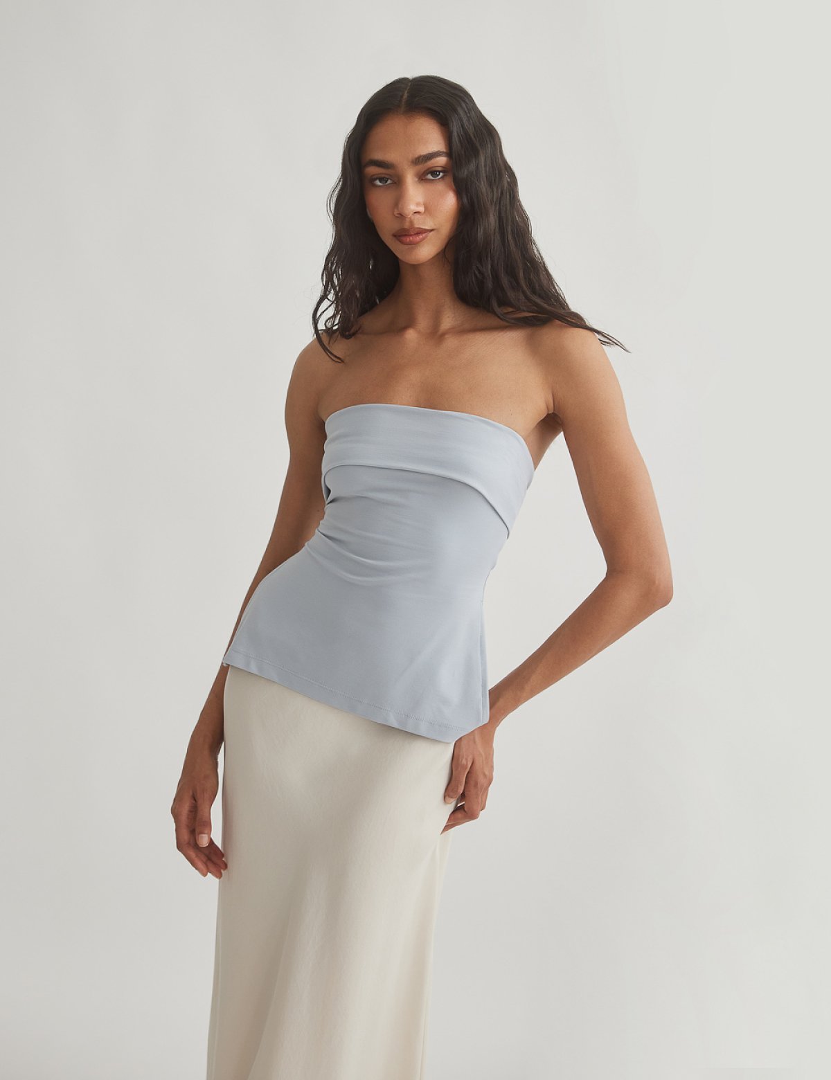 Strapless blouse with double slit-1